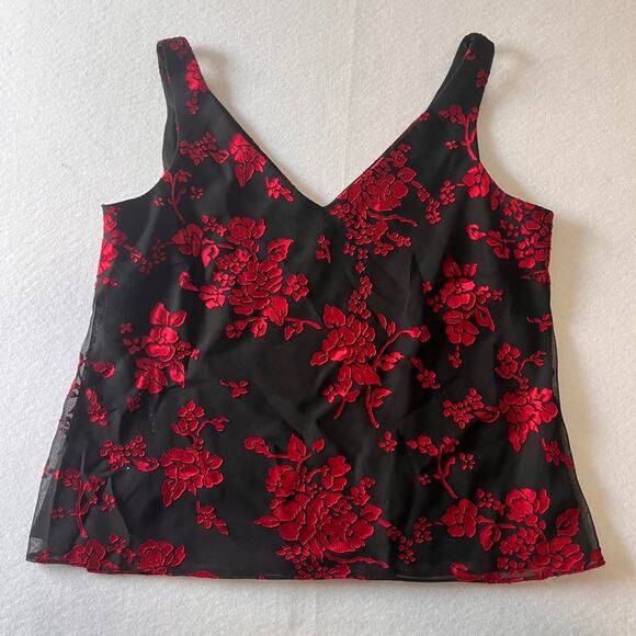 Leslie Fay Tops - Y2k whimsy goth blackred floral